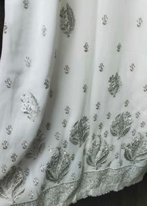 Embellished White Kurta with dupatta
