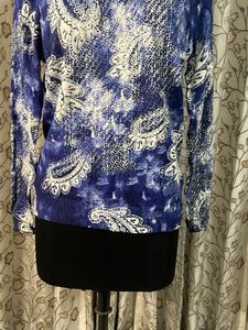 Blue &amp; White Paisley Print Sweater