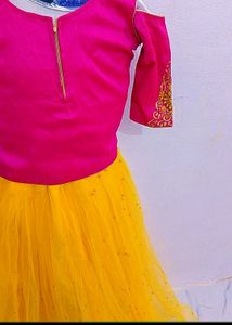 Pink &amp; Yellow Lehenga Choli Set