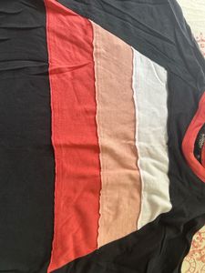 Black T-Shirt with Color Block Detail