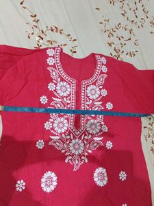 Beautiful Red Kurta with White Embroidery