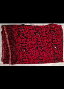 Beautiful Red & Black Floral Saree