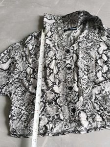 Snake Print Button-Up Blouse
