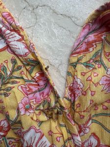 Boho Yellow Floral Print Midi Dress