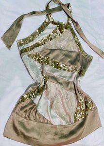 ✨Shimmering Halter Neck Patchwork Top