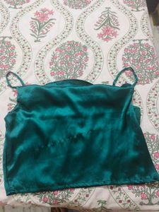 Emerald Green Satin Blouse