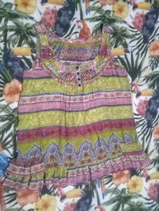Bohemian Print Ruffled Tank Top