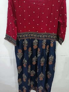 Elegant Navy Blue Printed Kurta