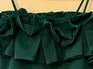 Green Ruffle Spaghetti Strap Top