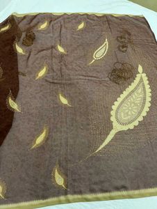 Elegant Brown Saree with Gold Motifs