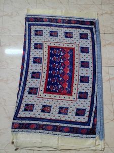 Red &amp; Blue sandal zari border saree