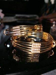 Elegant Gold Bangles with CZ Accents