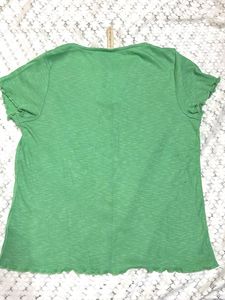Green Ribbed Button-Up Top