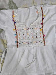 Embroidered White Kurta