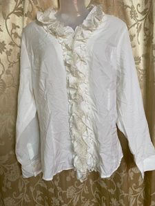 Elegant White Ruffle Blouse