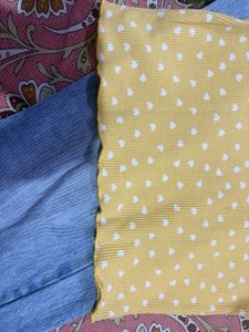 Cute Yellow Heart Print T-Shirt
