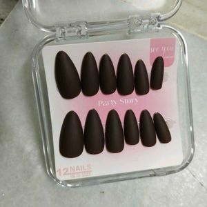 Matte Dark Brown Stiletto Press-On Nails