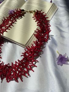 Chunky Red Beaded beach unique Necklace