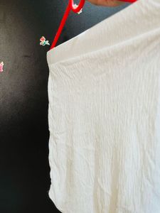 White Textured mini skirt