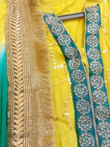 Yellow &amp; Green Kurta Set