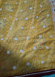 Embroidered Mustard Yellow Saree