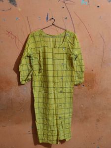 Yellow Checkered Kurta