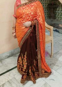 Elegant Orange and Brown Saree