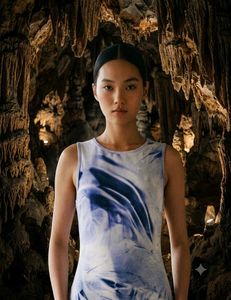 Unique Blue Tie-Dye Sleeveless Dress(Small)