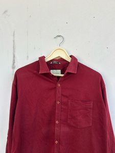 Maroon Long Sleeve Button-Up Shirt