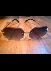 Glamorous Faceted Rimless Sunglasses