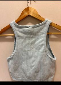 H&amp;M Light Blue Ribbed Tank Top