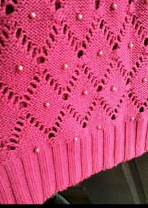 lara karen Chic Pink Pearl Knit Sweater