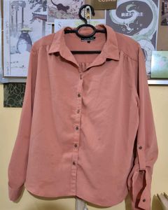 Roadster Peach Solid Casual Shirt