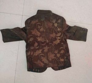 Boy Brown Patterned Blazer - Unique Design