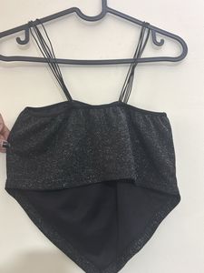 Black glitter and shimmer banana top