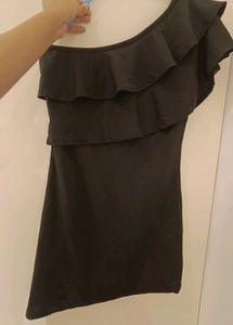 Black one Shoulder Mini Dress/Top