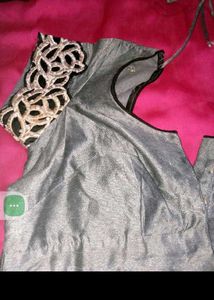 Beautiful Pink and Grey Saree with blouse
