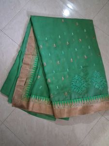 Beautiful Green Embroidered Saree