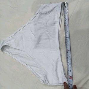 🪔 Ribbed White High-Waisted Bikini Bottom
