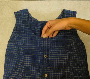 Stylish Blue Checked Kurti
