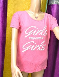 🇬🇧Pink T-shirt Girls Empower Graphic soft silk👕