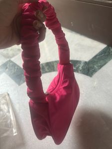 SAVANA Pink Ruched Handle Shoulder Bag