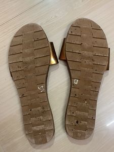 Gold Tone Slide &amp; Embellished Mules