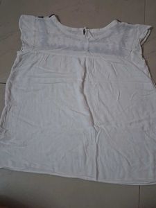 Embroidered White Cap Sleeve Top