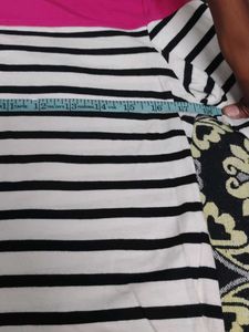 Striped Tunic Top with Pink Neck