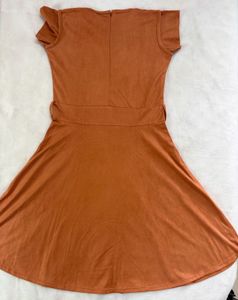 Chic Brown Lace-Up Dress