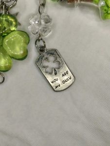 trendy Cute Green Lucky clover Charm Keychain