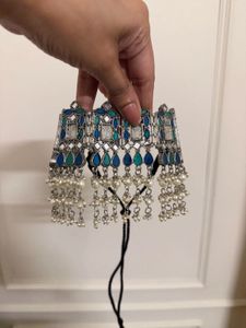 Oxidized Silver Blue &amp; Green Choker