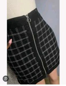 Checkered Mini Skirt with leather top set