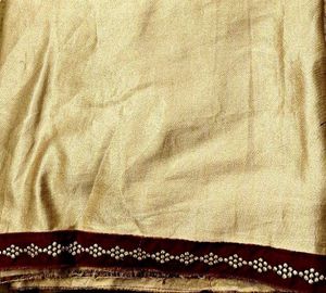 Elegant Gold Silk Saree with Maroon Border